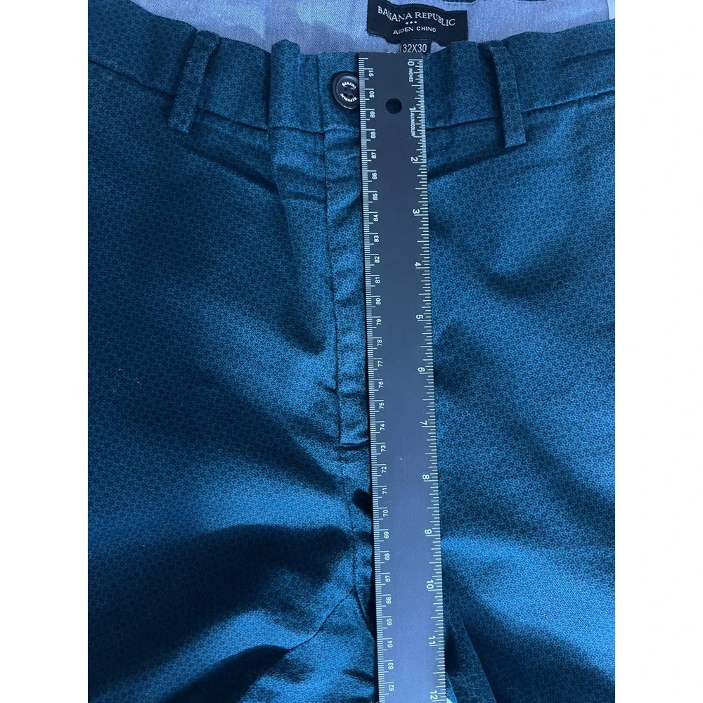 Banana Republic Mens 32x30 (34x28.5) Aiden Chino Pants Teal Blue Micro Print Dot